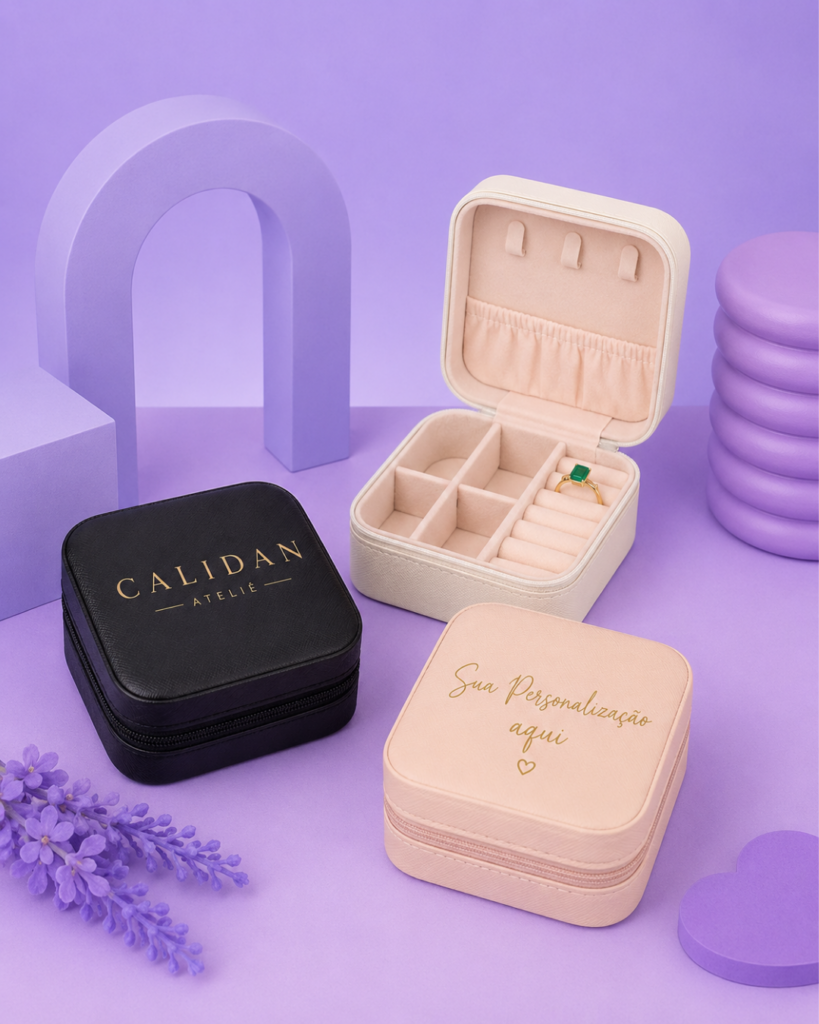 Mini Porta-Joias Portátil Feminino Personalizado Viagem